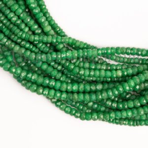 Shop Emerald Faceted Beads! Dyed Emerald Beads, Emerald Faceted Beads, 4-4.5 mm Dyed Emerald Rondelle Beads, Emerald Faceted Rondelle Gemstone Beads, Emerald Beads | Natural genuine faceted Emerald beads for beading and jewelry making.  #jewelry #beads #beadedjewelry #diyjewelry #jewelrymaking #beadstore #beading #affiliate #ad