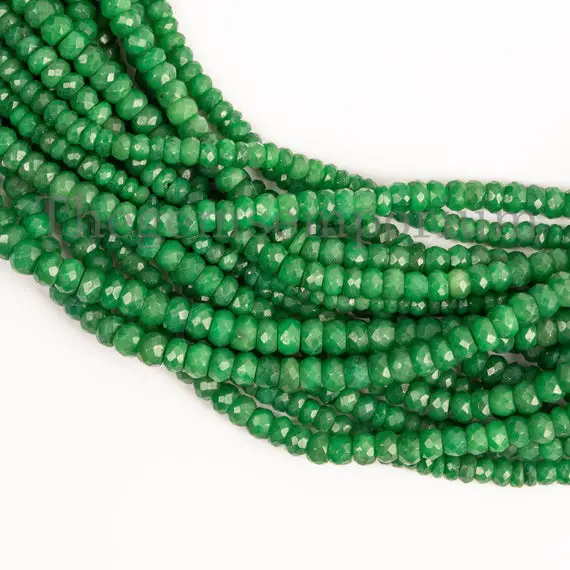 Dyed Emerald Beads, Emerald Faceted Beads, 4-4.5 Mm Dyed Emerald Rondelle Beads, Emerald Faceted Rondelle Gemstone Beads, Emerald Beads