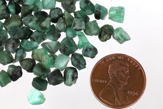 Tiny Raw Emerald Pieces, Rough Emerald, Genuine Emerald Crystal, May Birthstone, Healing Crystal, Bulk Raw Gemstone, Ssemerald001