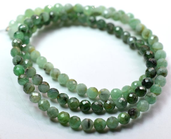 Emerald Round Shape Faceted Beads 4.mm Approx 16"inches Natural Top Quality Wholesaler Price.