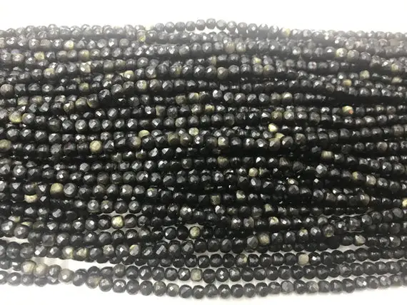 Faceted Golden Obsidian 4-4.5mm Cube Cut Gemstone Loose Beads 15inch Jewelry Supply Bracelet Necklace Material Support Wholesale