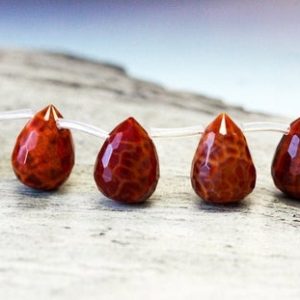 L/ Crab Fire Agate 15x20mm Teardrop Briolette Loose Bead  About 20 pcs per strand. DIY Matching pairs for handmade Jewelry | Natural genuine other-shape Gemstone beads for beading and jewelry making.  #jewelry #beads #beadedjewelry #diyjewelry #jewelrymaking #beadstore #beading #affiliate #ad