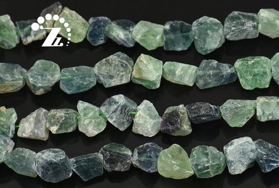 Fluorite Cut Nugget Bead, Chunky Nugget,green Nugget Stone, Natural,gemstone Fluorite Stone,9-19x16-19mm ,15" Full Strand