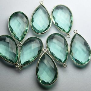 Shop Fluorite Faceted Beads! 925 Sterling Silver, Fluorite Green Hydro Quartz Faceted Pear Shape Pendant,6 Piece Of 28mm App. | Natural genuine faceted Fluorite beads for beading and jewelry making.  #jewelry #beads #beadedjewelry #diyjewelry #jewelrymaking #beadstore #beading #affiliate #ad
