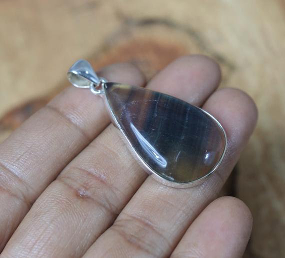 Fluorite 925 Sterling Silver Gemstone Pendant ~ Gift For Her