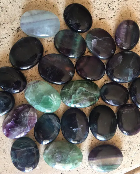 Fluorite Palm Stone, Touch Stone, Increases Concentration, Healing Stone, Healing Crystal, Spiritual Stone, Meditation, Tumbled Stone