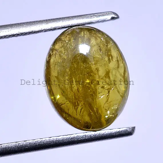 8x10mm Grossular Garnet Smooth Oval Cabochons, Green Garnet Gemstone Cabs, Loose Gemstone Calibrated Cabs, Pack Of 5 Pcs Good Quality Cabs