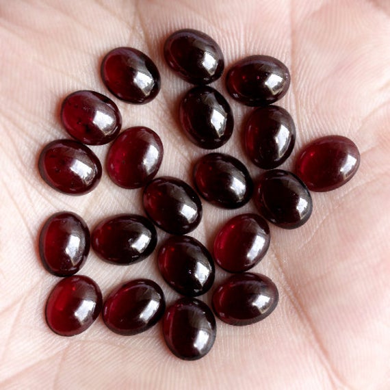 Red Garnet Cabochon Gemstone Natural 3x5 Mm To 15x20 Mm Oval Shape Smooth Polished Loose Gemstones Lot For Earrings Rings And Jewelry Making