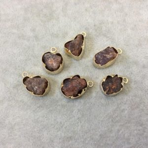 Shop Garnet Chip & Nugget Beads! Gold Finish Medium Raw Nugget Genuine Hessonite Garnet Wavy Bezel Pendant – ~ 16mm – 20mm Long – Sold Individually, Selected Randomly | Natural genuine chip Garnet beads for beading and jewelry making.  #jewelry #beads #beadedjewelry #diyjewelry #jewelrymaking #beadstore #beading #affiliate #ad
