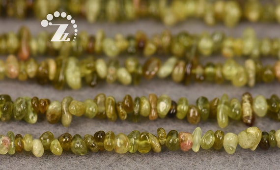 Green Garnet Chips Bead,nugget Beads,irregular Beads,garnet,green Color,natural,gemstone,diy Beads,4-6mm,5-8mm For Choice,35" Full Strand