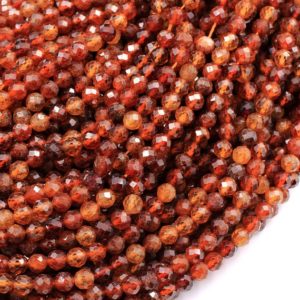 Natural Orange Hessonite Garnet Faceted 4mm 5mm Round Beads Micro Faceted Diamond Cut Gemstone 15.5" Strand | Natural genuine beads Gemstone beads for beading and jewelry making.  #jewelry #beads #beadedjewelry #diyjewelry #jewelrymaking #beadstore #beading #affiliate #ad