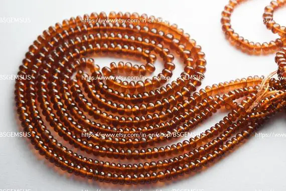 15 Inches Strand,natural Hessonite Garnet Smooth Rondelles. Size 4-5.5mm