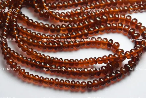 7 Inches Strand,natural Hessonite Garnet Smooth Rondelles. Size 5-8mm