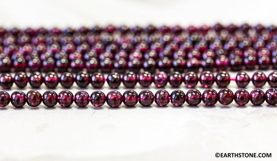 S/ Garnet 4mm/ 4.5-5mm Smooth Round Beads 14" Strand Red Garnet Gemstone Beads For Jewelry Making