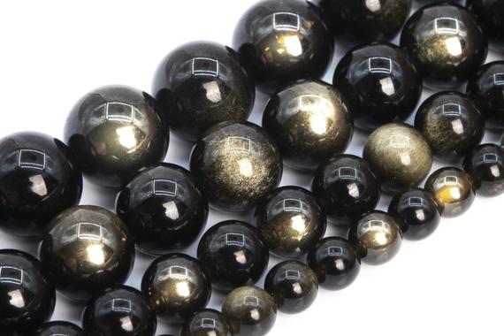 Golden Obsidian Beads Grade Aaa Genuine Natural Gemstone Round Loose Beads 6mm 8mm 10mm Bulk Lot Options
