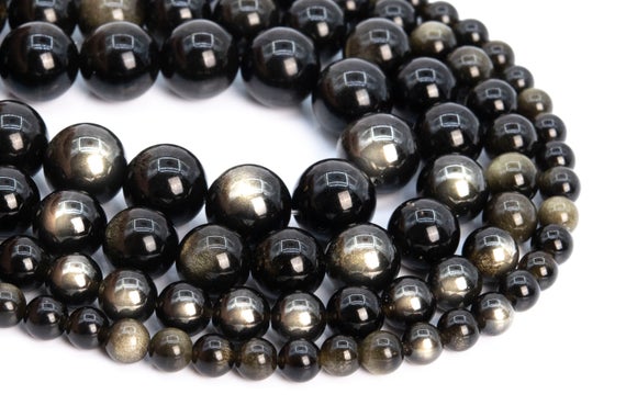 Genuine Natural Golden Obsidian Loose Beads Round Shape 6mm 8mm 10mm