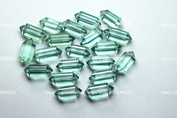 10 Pieces, Green Amethyst  Hydro Quartz Faceted Pointed Fancy Pencil Beads 13-14mm