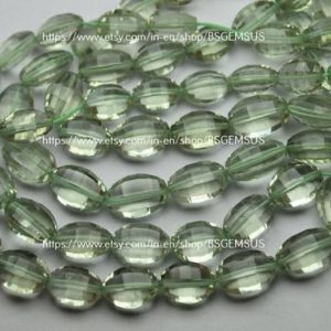 Shop Green Amethyst Beads! 7 Inches Strand,Super Finest,Natural Green Amethyst Faceted Oval  Shape Beads,Size 12-13mm | Natural genuine faceted Green Amethyst beads for beading and jewelry making.  #jewelry #beads #beadedjewelry #diyjewelry #jewelrymaking #beadstore #beading #affiliate #ad