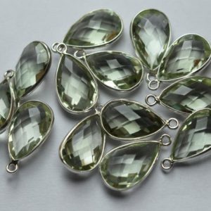 Shop Green Amethyst Beads! 925 Sterling Silver,Natural Green Amethyst Faceted Pear Shape Connector,10 Piece Of  16mm App. | Natural genuine faceted Green Amethyst beads for beading and jewelry making.  #jewelry #beads #beadedjewelry #diyjewelry #jewelrymaking #beadstore #beading #affiliate #ad