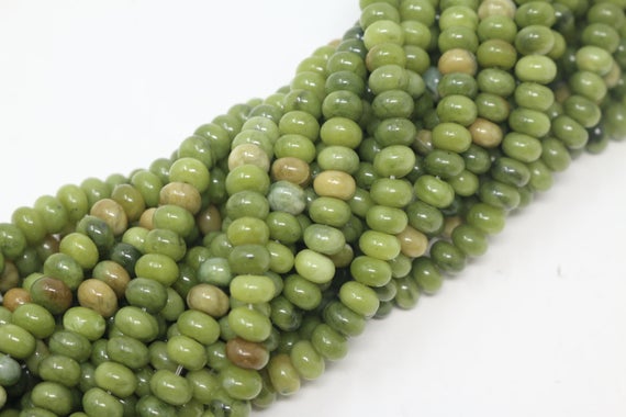 Green Serpentine Rondelle Bead Strand (15.5 Inches Long)