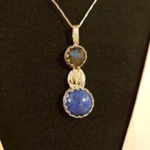 Shop Dumortierite Pendants! Handcrafted DUMORTIERITE And LABRADORITE Sterling Silver 18" Necklace, STUNNING Pendant Measures 1.75" Long By 5/8" Wide | Natural genuine Dumortierite pendants. Buy crystal jewelry, handmade handcrafted artisan jewelry for women.  Unique handmade gift ideas. #jewelry #beadedpendants #beadedjewelry #gift #shopping #handmadejewelry #fashion #style #product #pendants #affiliate #ad