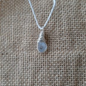 Shop Celestite Necklaces! Handmade Celestite Necklace, Raw Gem Necklace, .925 Solid Silver Wire Wrapped Pendant, Raw Celestite Necklace | Natural genuine Celestite necklaces. Buy crystal jewelry, handmade handcrafted artisan jewelry for women.  Unique handmade gift ideas. #jewelry #beadednecklaces #beadedjewelry #gift #shopping #handmadejewelry #fashion #style #product #necklaces #affiliate #ad