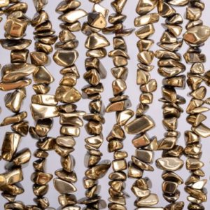 Hematite Gemstone Beads 4×3-10x5MM Champagne Gold Pebble Chips AAA Quality Loose Beads (104783) | Natural genuine chip Hematite beads for beading and jewelry making.  #jewelry #beads #beadedjewelry #diyjewelry #jewelrymaking #beadstore #beading #affiliate #ad