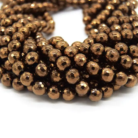 Faceted Bronze Hematite Beads - 4mm 6mm 8mm 10mm Available