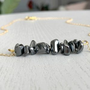 Shop Hematite Necklaces! Raw Hematite Necklace, Protection Stone Necklace, Hematite Jewelry, EMF Protection Necklace, Grounding Stone, Gift Ideas For Sister | Natural genuine Hematite necklaces. Buy crystal jewelry, handmade handcrafted artisan jewelry for women.  Unique handmade gift ideas. #jewelry #beadednecklaces #beadedjewelry #gift #shopping #handmadejewelry #fashion #style #product #necklaces #affiliate #ad