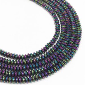 Shop Hematite Rondelle Beads! 4x2mm Rainbow Hematite Beads, Hematite Rondelle Beads, Hematite Jewelry | Natural genuine rondelle Hematite beads for beading and jewelry making.  #jewelry #beads #beadedjewelry #diyjewelry #jewelrymaking #beadstore #beading #affiliate #ad