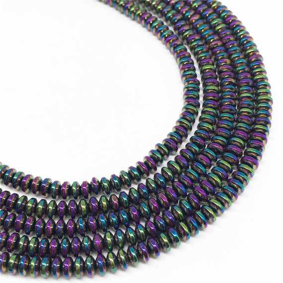 4x2mm Rainbow Hematite Beads, Hematite Rondelle Beads, Hematite Jewelry
