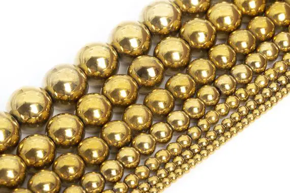 Gold Hematite Beads Grade Aaa Gemstone Round Loose Beads 2mm 4mm 6mm 8mm 10mm 12mm Bulk Lot Options