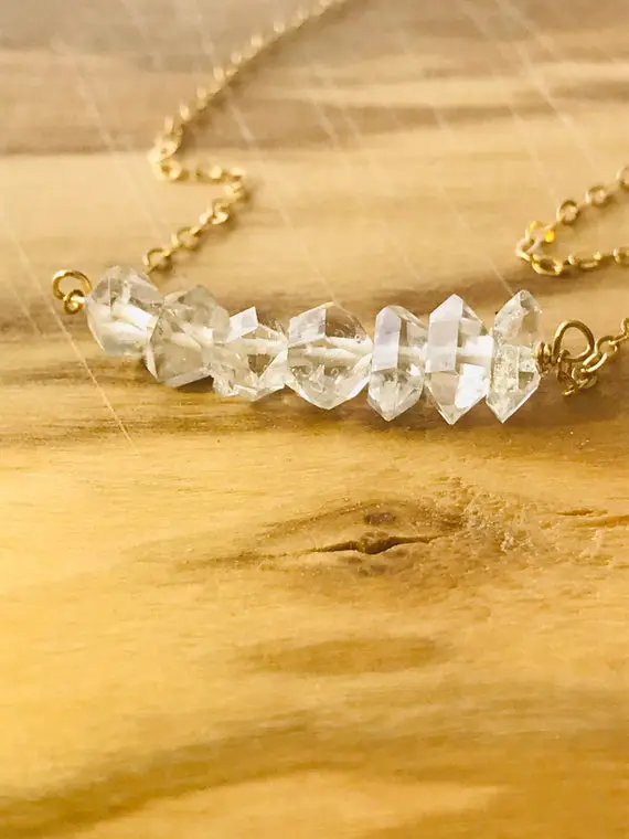 Herkimer Diamond Necklace - Dainty Raw Crystal Necklace - April Birthstone - Diamond Jewelry - Silver Or Gold