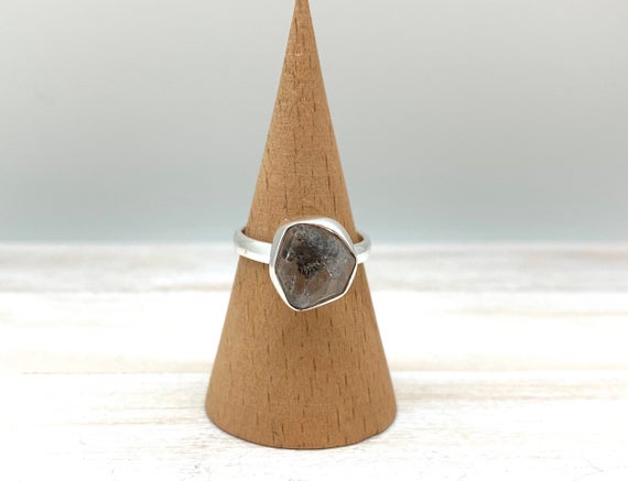 Rough Quartz Ring Size 7 - Herkimer Diamond - Herkimer Quartz Ring - 925 Sterling Silver Setting - Quartz Stone Ring - Raw Quartz Ring