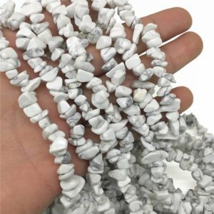 Shop Howlite Chip & Nugget Beads! 6-12mm White Howlite Beads, Chip Stone Beads, Gemstone Beads | Natural genuine chip Howlite beads for beading and jewelry making.  #jewelry #beads #beadedjewelry #diyjewelry #jewelrymaking #beadstore #beading #affiliate #ad