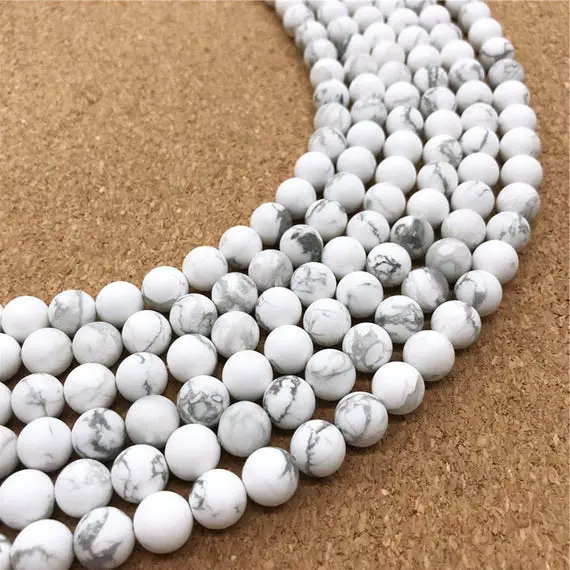 6mm Matte White Howlite Beads, Round Gemstone Beads, Wholesale Beads