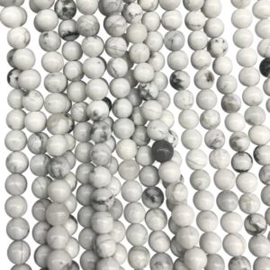 Shop Howlite Round Beads! 6mm White Howlite Beads, Round Gemstone Beads, Wholesale Beads | Natural genuine round Howlite beads for beading and jewelry making.  #jewelry #beads #beadedjewelry #diyjewelry #jewelrymaking #beadstore #beading #affiliate #ad