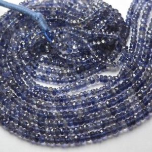 Shop Iolite Faceted Beads! 13 Inches Strand,Finest Quality,Natural Iolite Micro Faceted Rondelles,Size 4-4.5mm | Natural genuine faceted Iolite beads for beading and jewelry making.  #jewelry #beads #beadedjewelry #diyjewelry #jewelrymaking #beadstore #beading #affiliate #ad