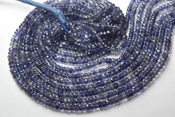13 Inches Strand,finest Quality,natural Iolite Micro Faceted Rondelles,size 4-4.5mm