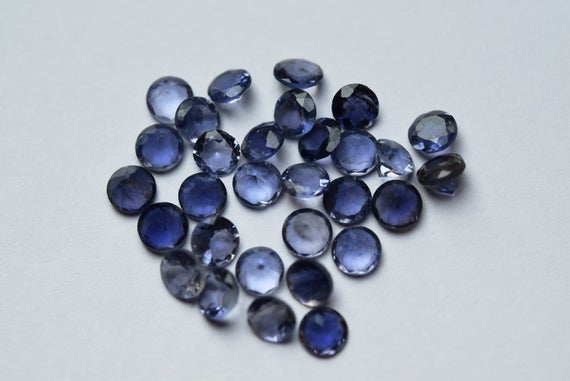 20 Pcs,finest Quality,natural Iolite Faceted Coins Shaped Cabochon,size 3.5mm