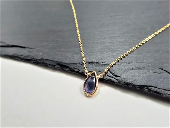 Iolite Necklace, Gemstone Necklace / Handmade Jewelry / Necklaces For Women, Simple Gold Necklace, Layered Necklace, Dainty Necklace, Choker