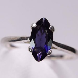 Shop Iolite Jewelry! Iolite Ring, Genuine Gemstone 10x5mm Marquise 1ct, Something Blue, Bridal Jewelry, Set in 925 Sterling Silver Solitaire Ring | Natural genuine Iolite jewelry. Buy handcrafted artisan wedding jewelry.  Unique handmade bridal jewelry gift ideas. #jewelry #beadedjewelry #gift #crystaljewelry #shopping #handmadejewelry #wedding #bridal #jewelry #affiliate #ad