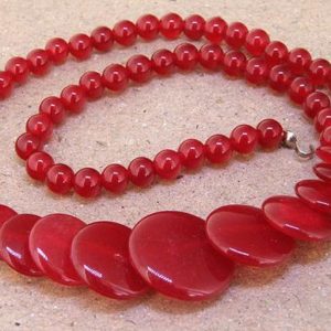 Shop Jade Bead Shapes! Full Strand Coin  Red Jade Beads —– 6mm-20mm —– about 60Pieces —– gemstone beads— 15" in length | Natural genuine other-shape Jade beads for beading and jewelry making.  #jewelry #beads #beadedjewelry #diyjewelry #jewelrymaking #beadstore #beading #affiliate #ad
