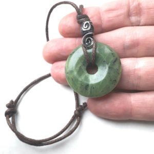 Shop Jade Jewelry! Mans Jade Donut necklace. Mans Jade pendant on leather. AA grade, Jade Zodiac star sign necklace for him, | Natural genuine Jade jewelry. Buy crystal jewelry, handmade handcrafted artisan jewelry for women.  Unique handmade gift ideas. #jewelry #beadedjewelry #beadedjewelry #gift #shopping #handmadejewelry #fashion #style #product #jewelry #affiliate #ad