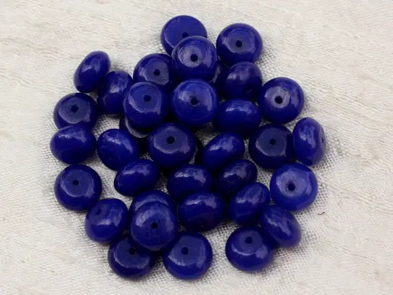 10pc - Perles De Pierre - Jade Rondelles 10x6mm Bleu Nuit   4558550021427