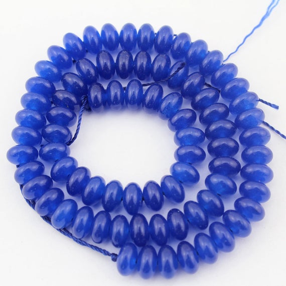 5x8mm Royal Blue Jade Beads, Jade Rondelle Beads, Full Strand, Gemstone Beads  For Diy Jewelry Necklace Bracelet---15inches---80pcs---ebt102