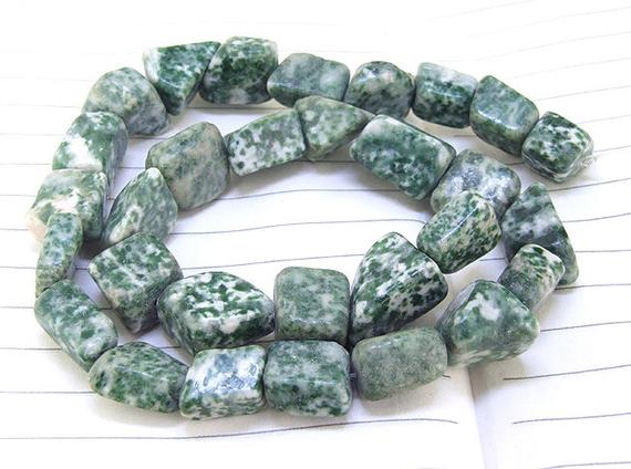 One Full Strand --- Nugget Green Jasper  Beads ----- 10mmx15mm ----- About 28pieces ----- Gemstone Beads--- 15.5" In Length