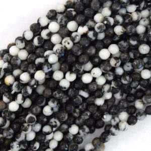 Shop Jasper Faceted Beads! Natural Faceted Black White Zebra Jasper Round Beads 15" 4mm 6mm 8mm 10mm 12mm | Natural genuine faceted Jasper beads for beading and jewelry making.  #jewelry #beads #beadedjewelry #diyjewelry #jewelrymaking #beadstore #beading #affiliate #ad