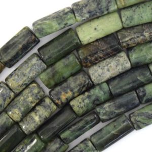 Shop Jasper Bead Shapes! 20mm green jasper rectangle pillow beads 16" strand | Natural genuine other-shape Jasper beads for beading and jewelry making.  #jewelry #beads #beadedjewelry #diyjewelry #jewelrymaking #beadstore #beading #affiliate #ad