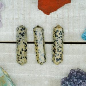 Shop Jasper Points & Wands! Dalmatian Jasper Double Terminated Crystals | Natural genuine stones & crystals in various shapes & sizes. Buy raw cut, tumbled, or polished gemstones for making jewelry or crystal healing energy vibration raising reiki stones. #crystals #gemstones #crystalhealing #crystalsandgemstones #energyhealing #affiliate #ad